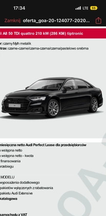 Audi A8 cena 265500 przebieg: 96000, rok produkcji 2020 z Skaryszew małe 67